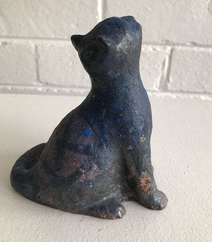 Small ceramic cat sculpture by Michael Knight