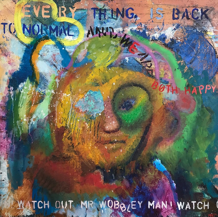 Wobbley Man. Abstract painting by Michael Knight, Fremantle, Australia