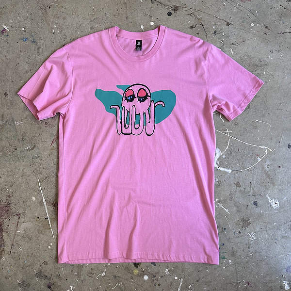 Pink Galoot hand printed art tshirt, Fremantle, Western Australia